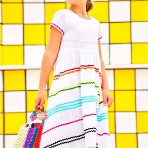 LOLA AND BOYS HI LO Colorful Striped Kids Dress